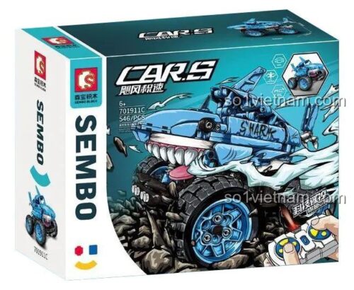 Hộp đồ chơi mô hình SEMBO 701911C Xe Địa Hình Cá Mập, có điều khiển từ xa, động cơ mạnh mẽ, phù hợp bé trai 6 tuổi, giá tiết kiệm.
