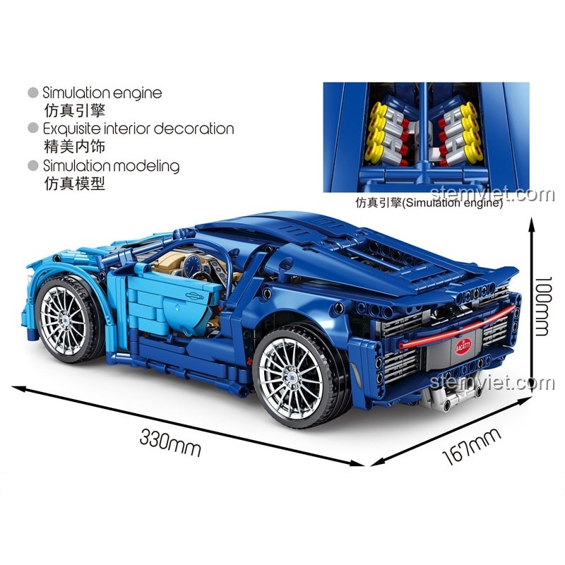 SEMBO 701941 Bugatti Chiron - Các chi tiết mở của xe