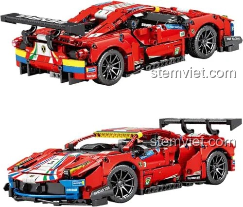 Mô hình SEMBO 701950 Ferrari 488 GTE từ hai góc nhìn, chi tiết cao, phù hợp bé trai yêu tốc độ.