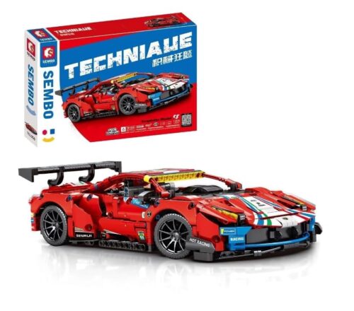 Bộ lắp ráp SEMBO 701950 Ferrari 488 GTE hộp và mô hình hoàn chỉnh, đồ chơi mô hình xe đua cho bé trai 6 tuổi, giá tốt.