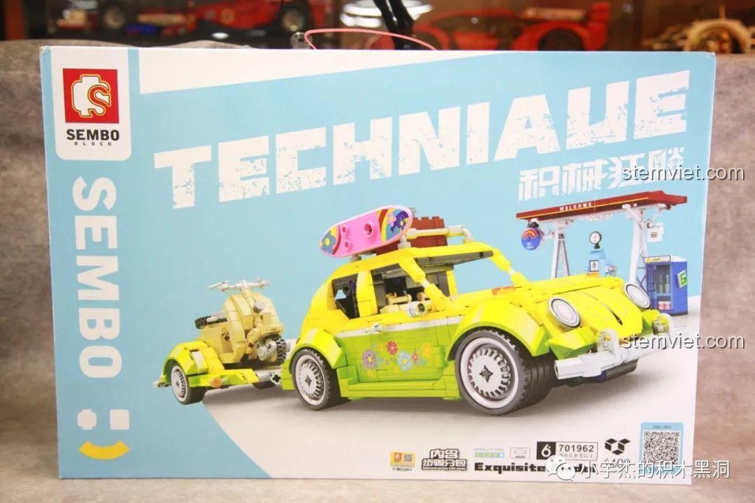 Ảnh chụp thực tế hộp đồ chơi mô hình SEMBO 701962 Xe Beetle cổ điển.