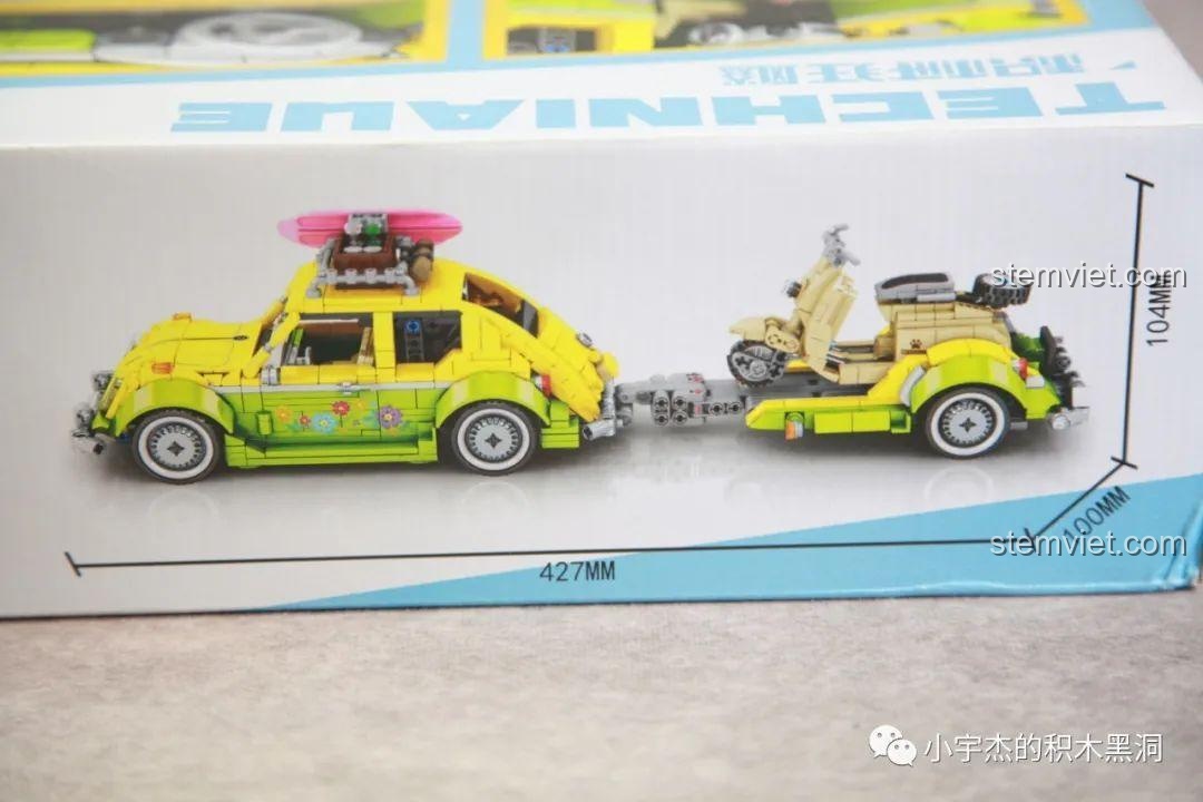 Kích thước chi tiết của mô hình Xe Beetle kéo rơ moóc SEMBO 701962.