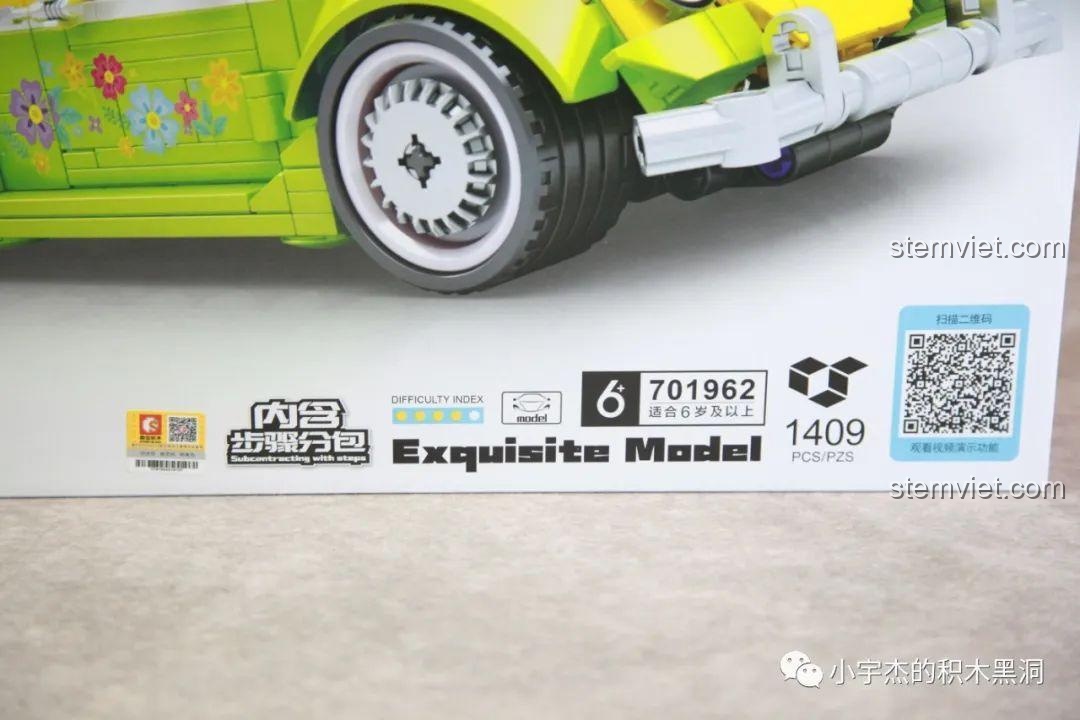 Thông tin chi tiết trên hộp bộ lắp ráp Xe hơi du lịch SEMBO 701962.