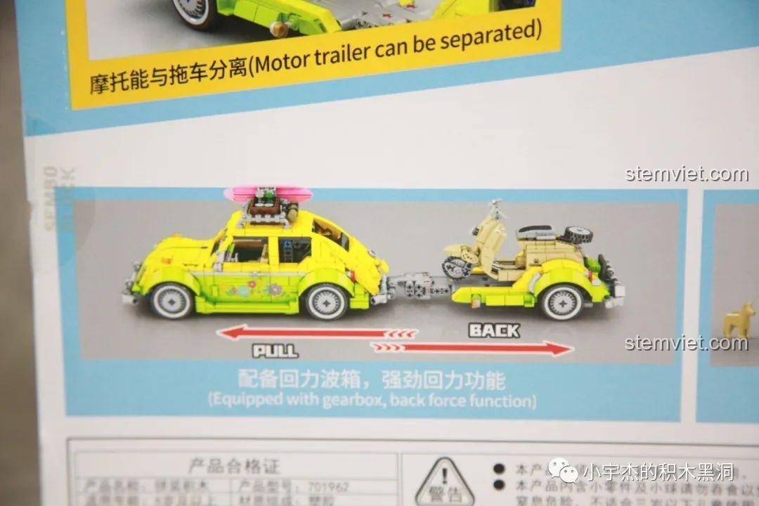 Tính năng động cơ kéo lùi của bộ xếp hình SEMBO 701962 Xe con bọ.