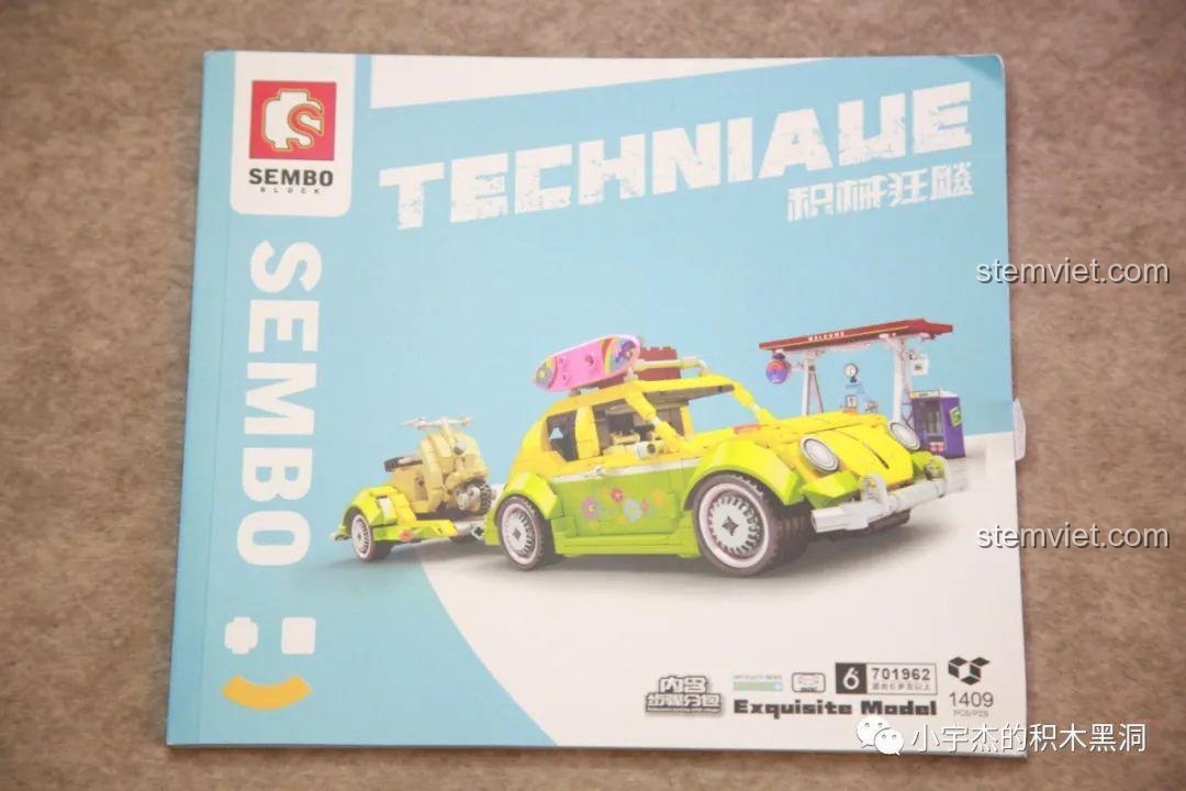 Đồ chơi lắp ghép Xe Beetle kéo rơ moóc SEMBO 701962 từ góc nhìn bên.