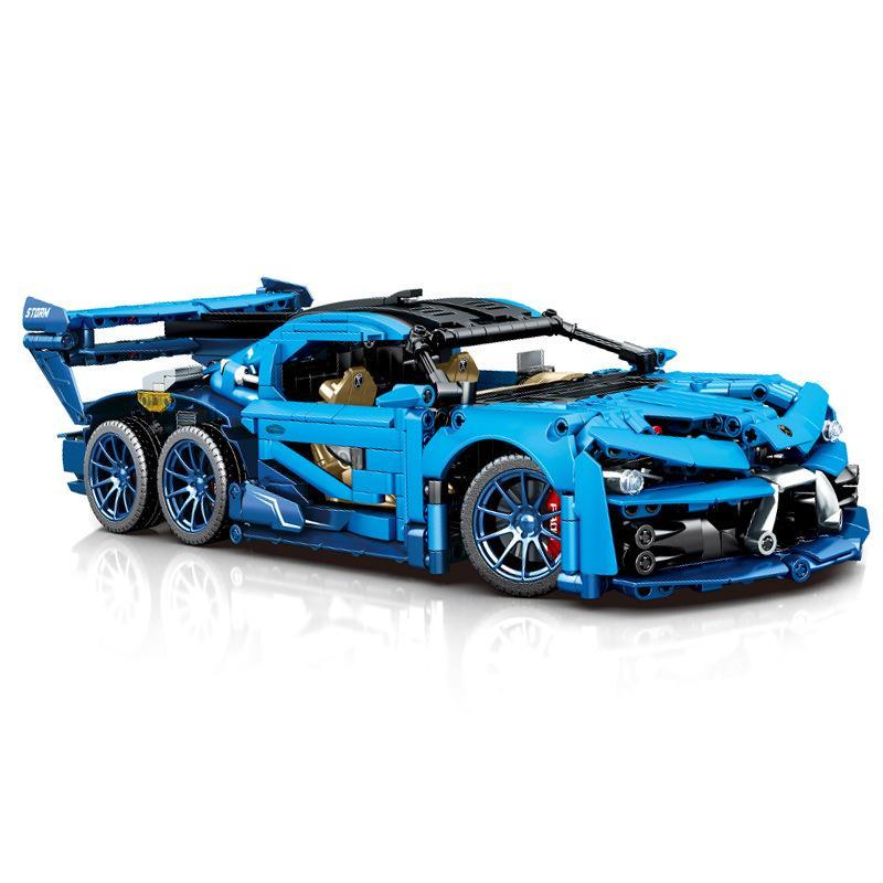 Bộ lắp ráp Sembo 701963 Xe Bugatti Sáu Bánh Tốc Độ màu xanh dương, đồ chơi mô hình Bugatti 6 bánh cho bé trai 6 tuổi, giá tốt