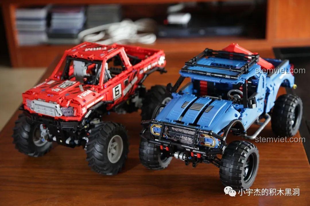 Mô hình SEMBO 701990 Ford F-150 Raptor đã hoàn thiện, nhìn từ góc thấp.