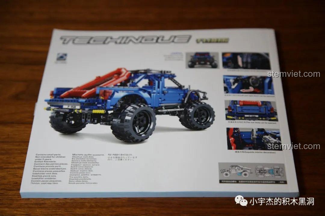 Mặt sau sách hướng dẫn lắp ráp SEMBO 701990 Ford F-150 Raptor, hiển thị các tính năng của mô hình.