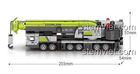 Kích thước đồ chơi lắp ghép Xe Cẩu hạng nặng 705101, dài 20.3cm, một món quà giá tốt cho bé.