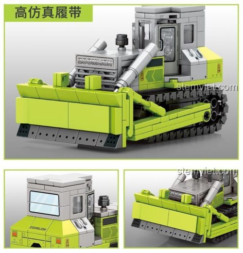 Các tính năng của đồ chơi mô hình xe ủi Zoomlion SEMBO 705102 với xích xe mô phỏng và các chi tiết tinh xảo.