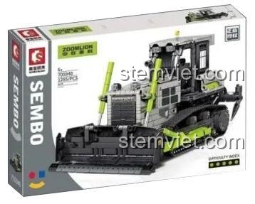 Hộp sản phẩm của bộ xếp hình Xe công trình hạng nặng SEMBO 705940, món quà lý tưởng cho bé trai yêu thích đồ chơi xây dựng.