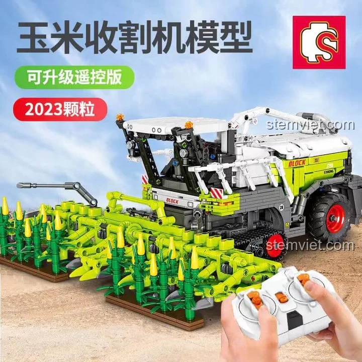 Mô hình Xe nông nghiệp Sembo 710000 sau khi lắp ráp hoàn chỉnh, chi tiết technic phức tạp, giá tốt.