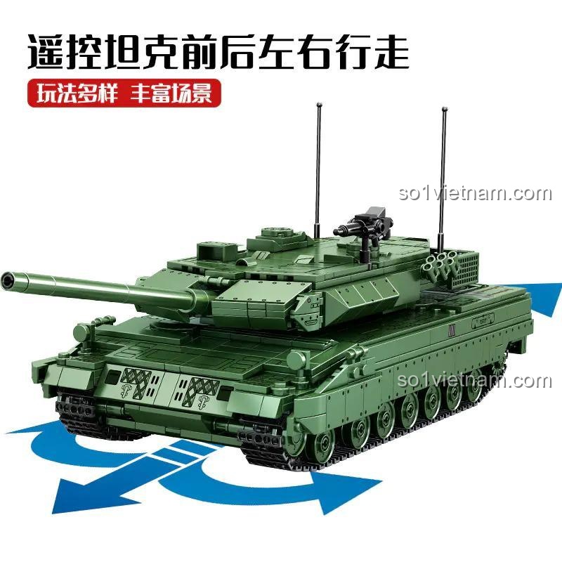 bộ xếp hình Xe Tăng Điều Khiển Từ Xa SEMBO 711002 đang di chuyển, tính năng điều khiển linh hoạt, đồ chơi cho bé trai