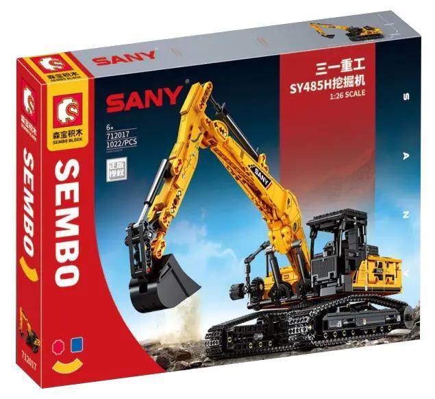 Hộp đồ chơi lắp ráp xe xúc SANY SY485H Sembo 712017, 1022 chi tiết, cho bé trai 6 tuổi, giá rẻ.