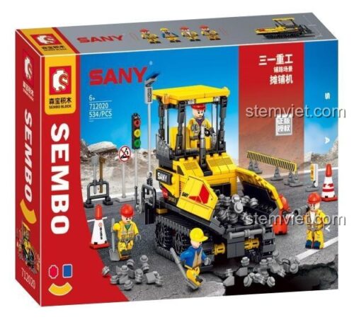 Hộp đồ chơi mô hình Xe Rải Nhựa Đường SANY SEMBO 712020, món quà sáng tạo cho bé trai.