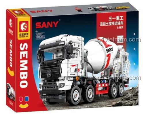 Hộp đồ chơi mô hình Sembo 712037 Xe Bồn Trộn Bê Tông SANY 712037, chất lượng cao, phù hợp cho bé trai.