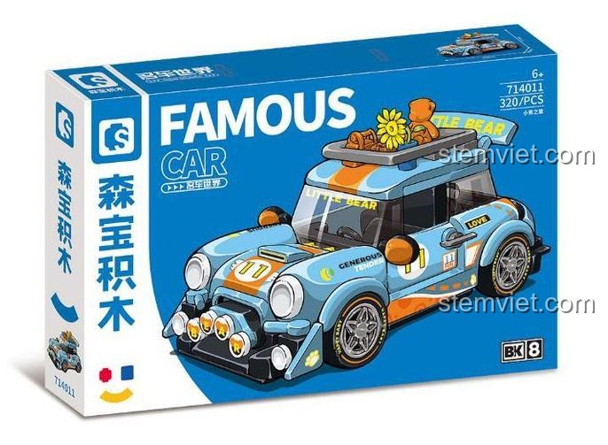 Hộp bộ lắp ghép SEMBO 714011 Xe Đua Gấu Nhỏ 320 khối, đồ chơi mô hình xe đua giá rẻ cho bé trai bé gái.