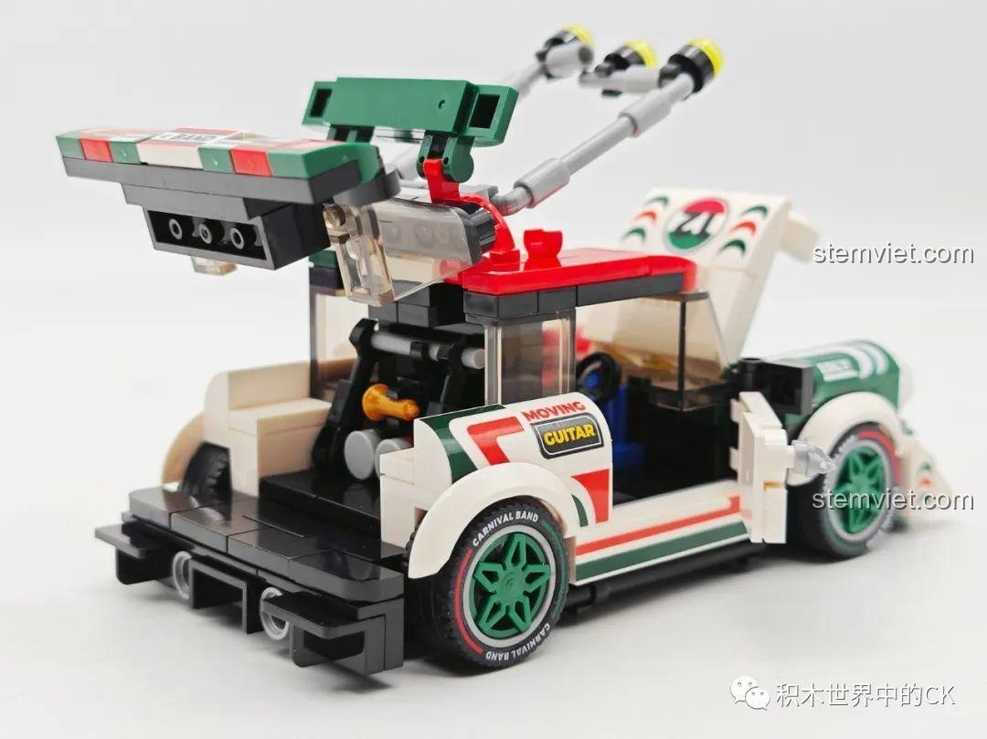 Tổng thể mô hình xe đua SEMBO 714012 Xe Đua Mini Carnival Band BK.8 với nắp capo và cốp sau mở, thể hiện đầy đủ các tính năng tương tác của sản phẩm.