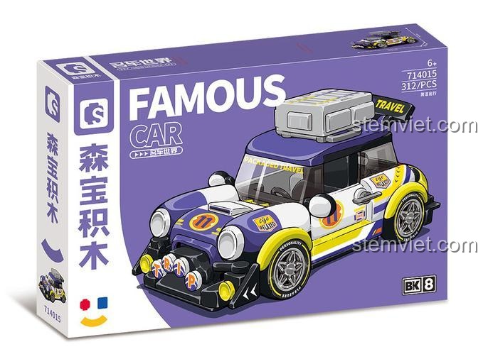 Mô hình xe Mini Cooper độ SEMBO 714015 với thiết kế cá tính, đồ chơi lắp ráp xe đua cho bé trai 6 tuổi, màu sắc ấn tượng