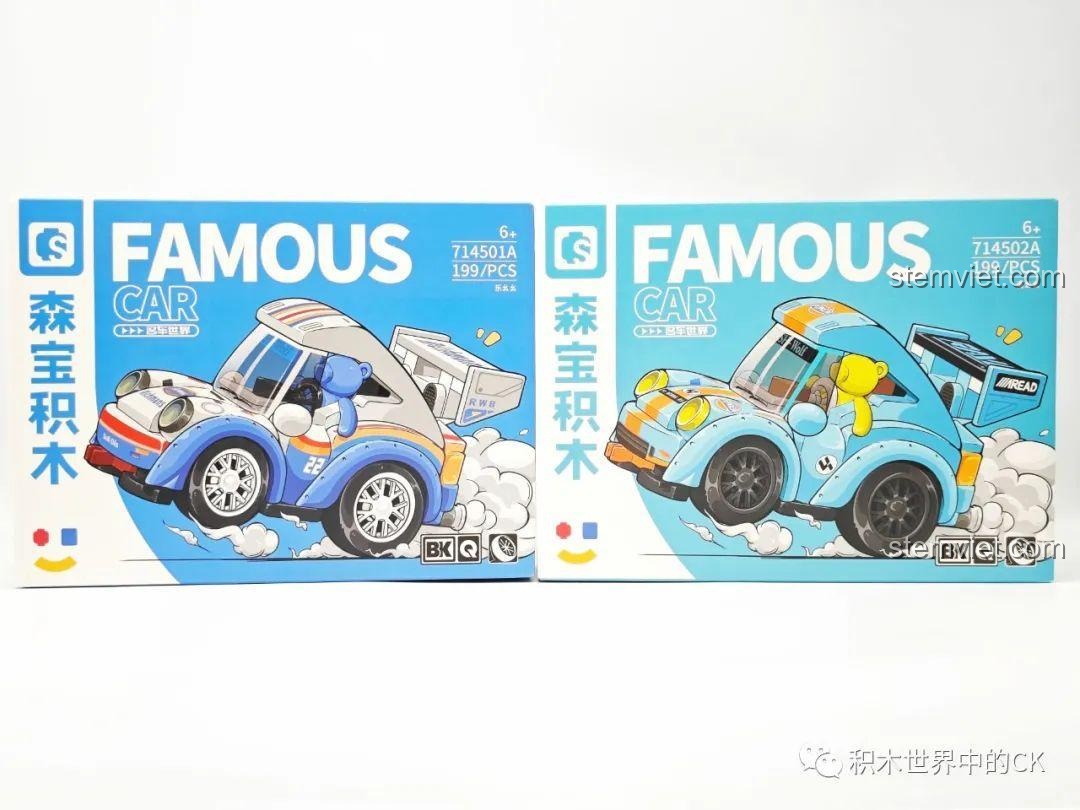 Hộp bộ đồ chơi lắp ráp SEMBO 714500 Xe Đua Hoạt Hình màu xanh dương và xanh lam, lựa chọn tiết kiệm cho bé trai.