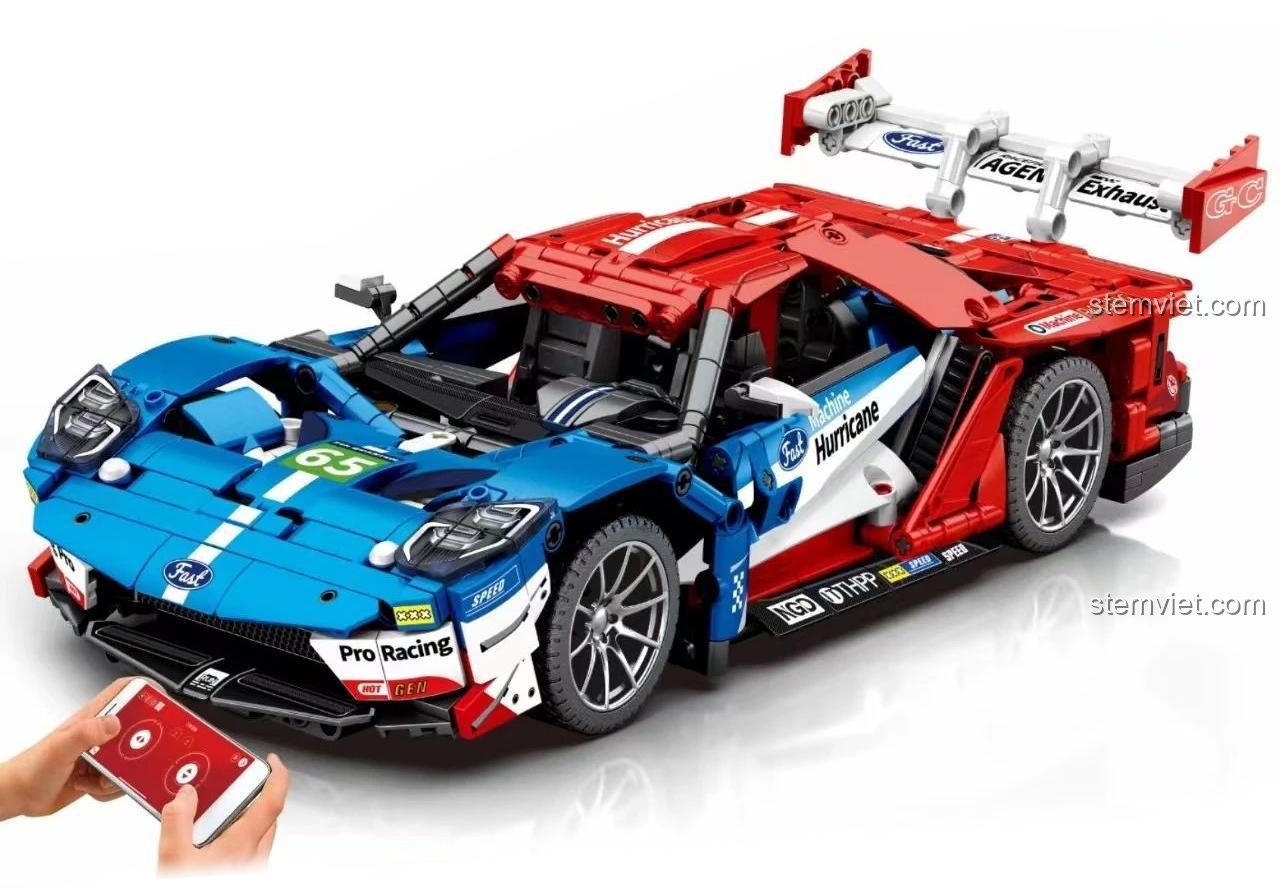 Đồ chơi mô hình SEMBO 715001 Xe Đua Ford GT Thần Tốc có khả năng điều khiển từ xa, bộ đồ chơi lắp ráp 1257 mảnh ghép cho bé trai 6 tuổi, chất lượng cao.