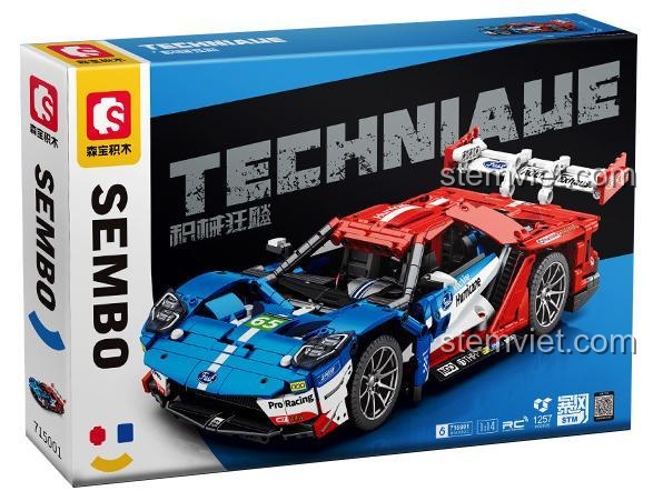Hộp sản phẩm bộ lắp ráp SEMBO 715001 Xe Đua Ford GT Thần Tốc, đồ chơi lắp ghép 1257 chi tiết cho bé trai 6 tuổi, giá tiết kiệm.