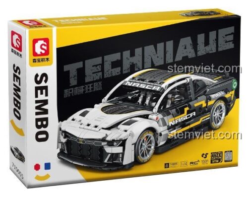 Hình ảnh hộp sản phẩm đồ chơi lắp ghép SEMBO 715005, mô hình Siêu xe Chevrolet Camaro với 1531 chi tiết, giá tốt.