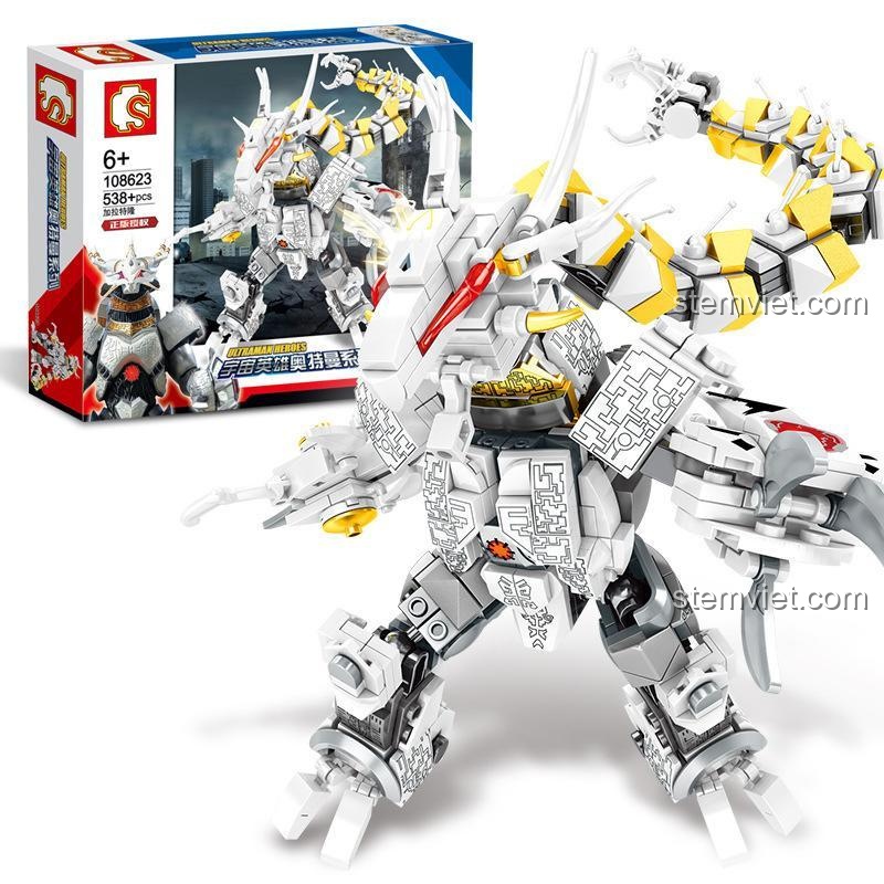 Hộp đồ chơi mô hình Galactron Ultraman Heros SEMBO Block 108623, bộ lắp ghép 538 mảnh chất lượng cao