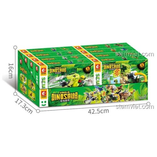 Đồ chơi mô hình Khủng long cơ khí SEMBO Block 205034 tái hiện thế giới khủng long tấn công, kích thích tư duy logic và khả năng giải quyết vấn đề cho bé trai 6 tuổi.