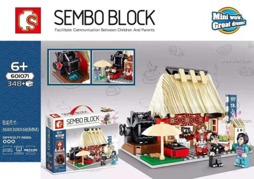 Hộp sản phẩm bộ lắp ghép SEMBO Block 601071 Nhà Trà Nhật Bản 348 mảnh ghép, đồ chơi giáo dục chất lượng cao cho trẻ 6+.