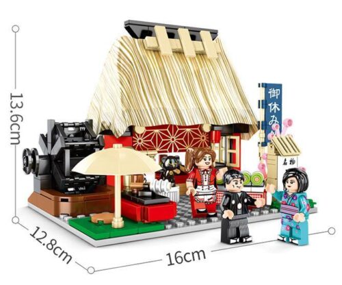 Bộ lắp ghép Nhà Trà Nhật Bản SEMBO Block 601071 với kích thước chi tiết 16x12.8x13.6cm, phù hợp cho bé trai và bé gái 6 tuổi trở lên, giá tốt.