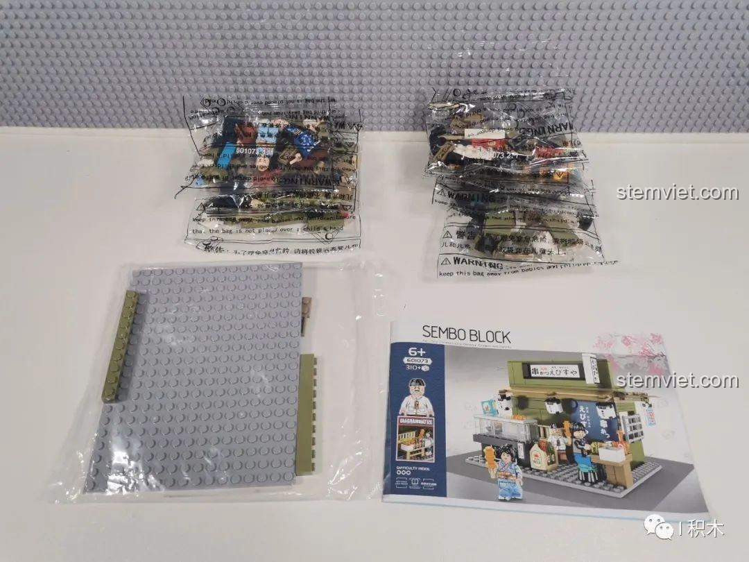 Hộp bộ xếp hình Kiến trúc đường phố Nhật Bản SEMBO Block 601073, với thông tin 310 mảnh, 3 minifigures, độ tuổi 6+, chất lượng đảm bảo.