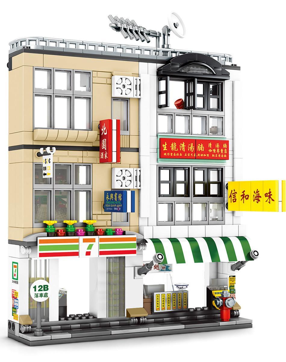 Bộ đồ chơi Phố cổ Hồng Kông với đèn LED, tái hiện kiến trúc tinh xảo, phù hợp bé trai và bé gái 6 tuổi, giá tốt.