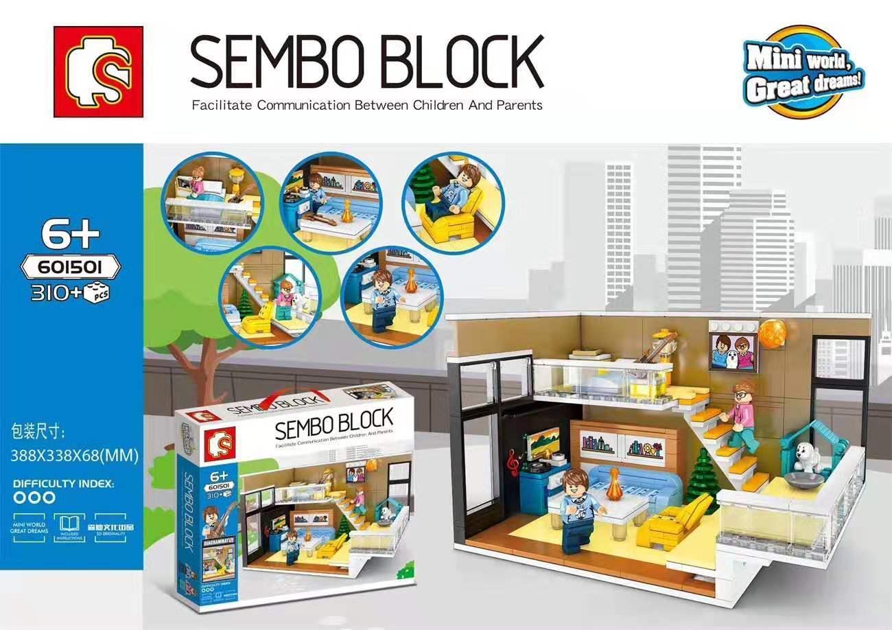 Bộ lắp ghép Căn hộ Duplex SEMBO Block 601501 cho bé 6 tuổi, mô hình căn hộ hai tầng chi tiết, giá tốt.