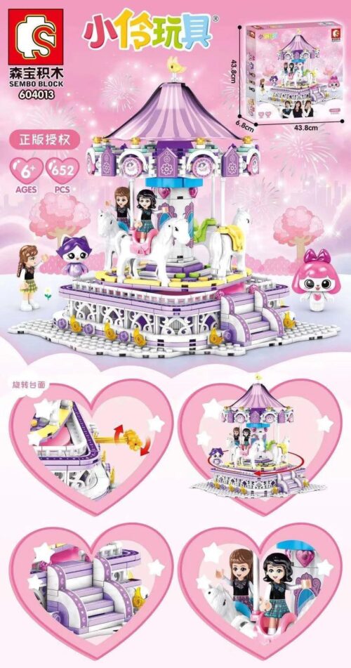 SEMBO BLOCK 604013 Vòng quay ngựa gỗ Little Ling Toys - Bộ đồ chơi lắp ghép