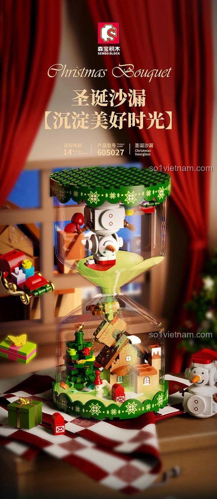 SEMBO BLOCK 605027 Đồng hồ cát Giáng Sinh mô hình lắp ráp
