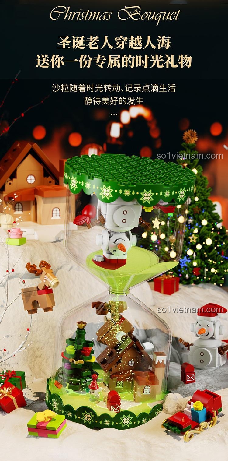 SEMBO BLOCK 605027 Đồng hồ cát Giáng Sinh mô hình lắp ráp