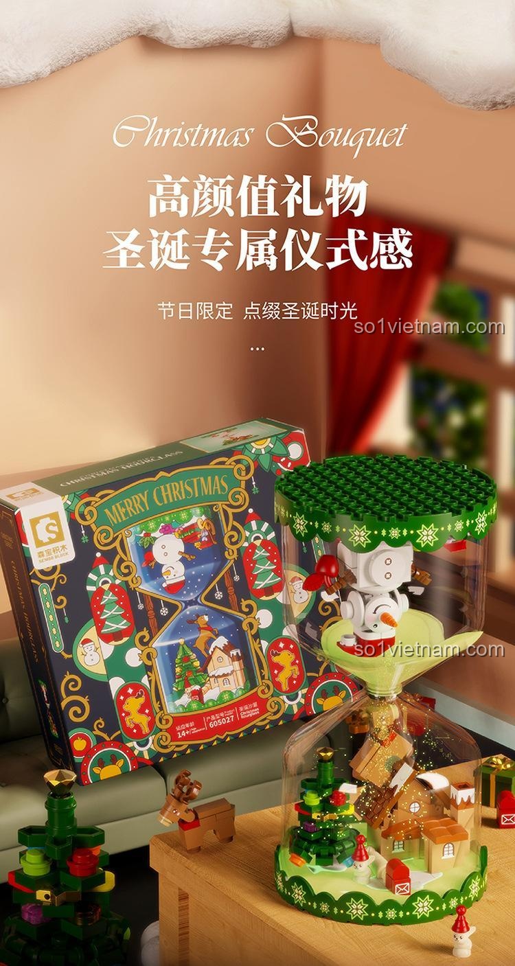 SEMBO BLOCK 605027 Đồng hồ cát Giáng Sinh mô hình lắp ráp