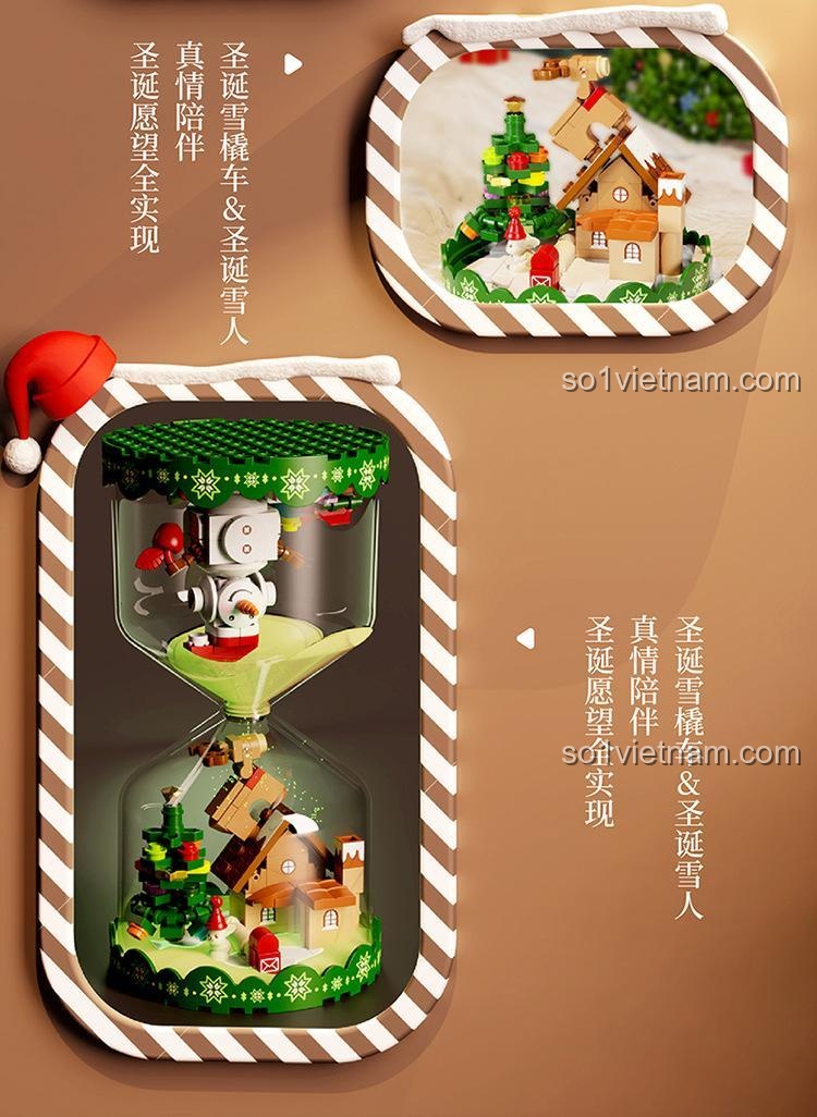 SEMBO BLOCK 605027 Đồng hồ cát Giáng Sinh mô hình lắp ráp