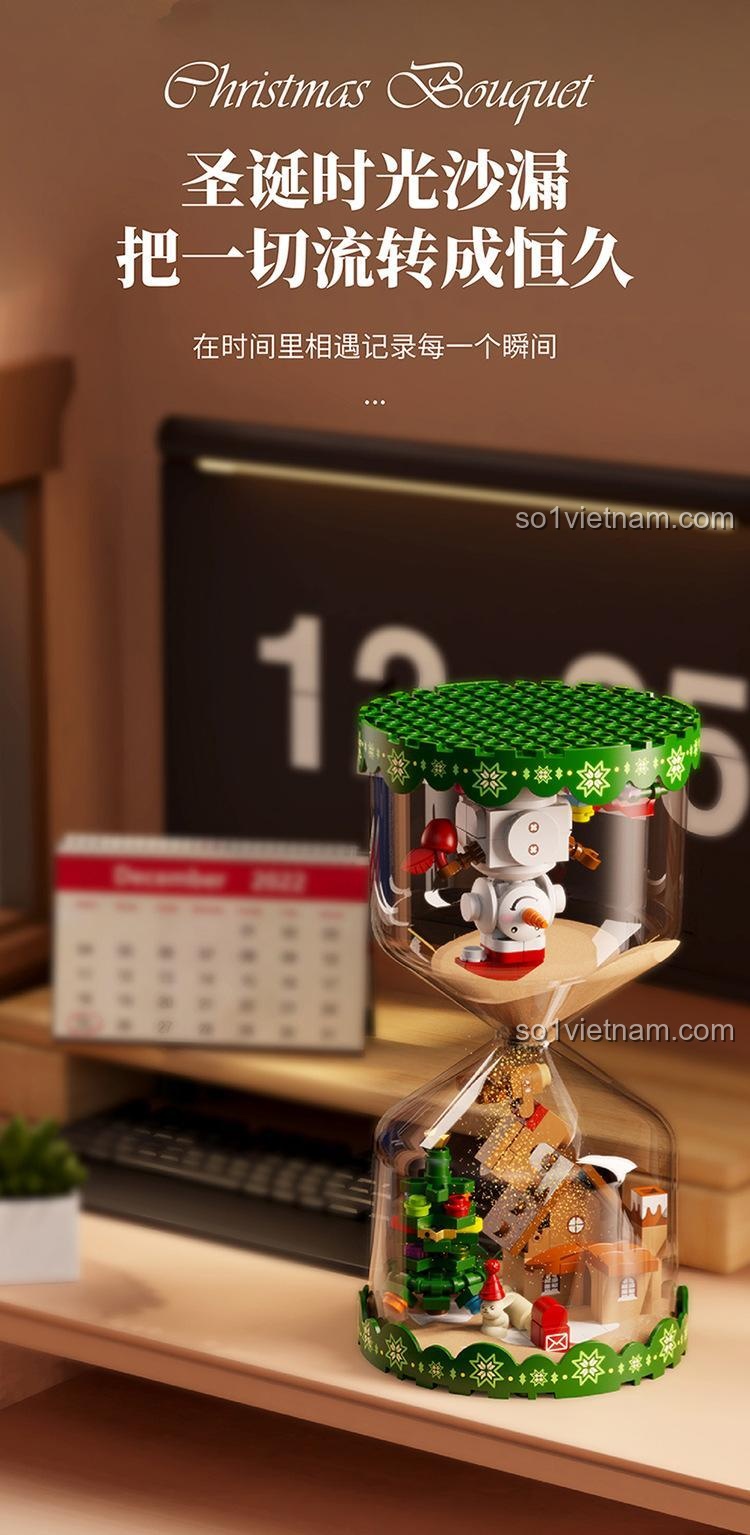 SEMBO BLOCK 605027 Đồng hồ cát Giáng Sinh mô hình lắp ráp