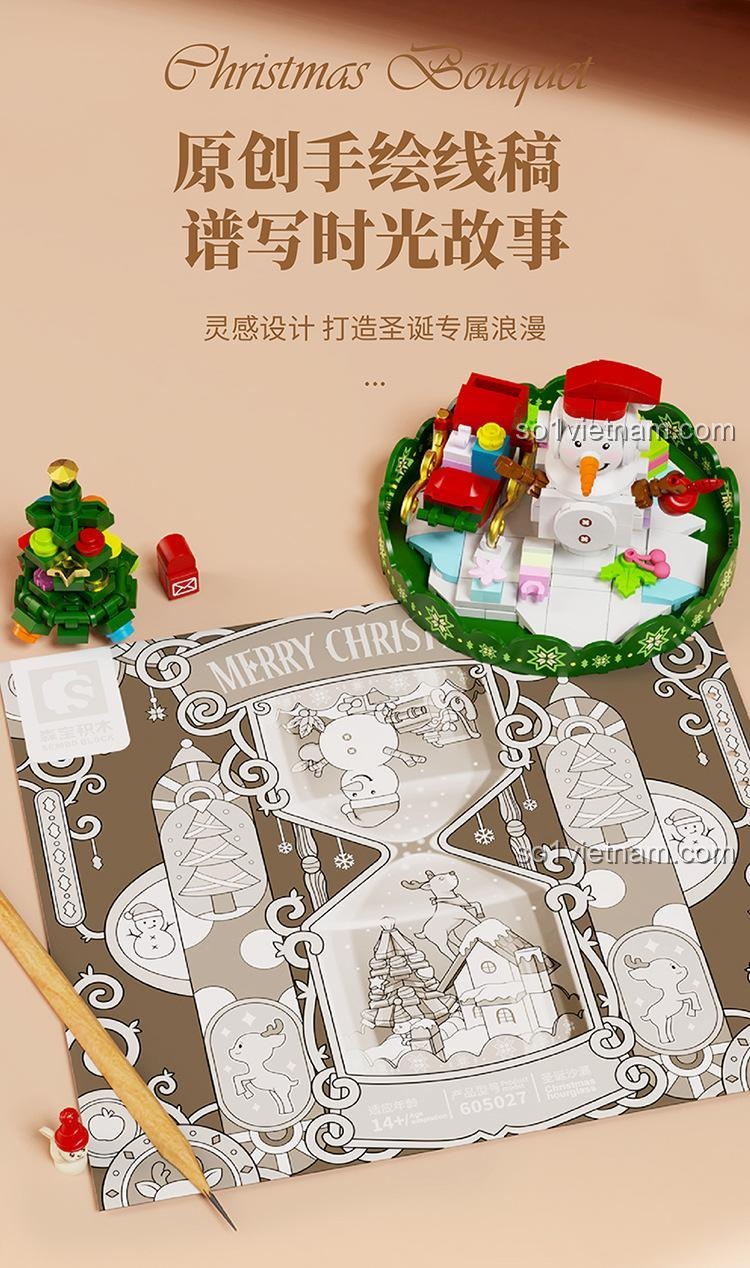 SEMBO BLOCK 605027 Đồng hồ cát Giáng Sinh mô hình lắp ráp