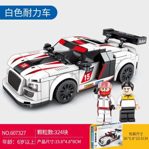 Bộ đồ chơi lắp ráp SEMBO Block 607327 Xe Đua Audi R8 màu trắng đỏ, mô hình siêu xe thể thao cho bé trai 6 tuổi, giá tốt.