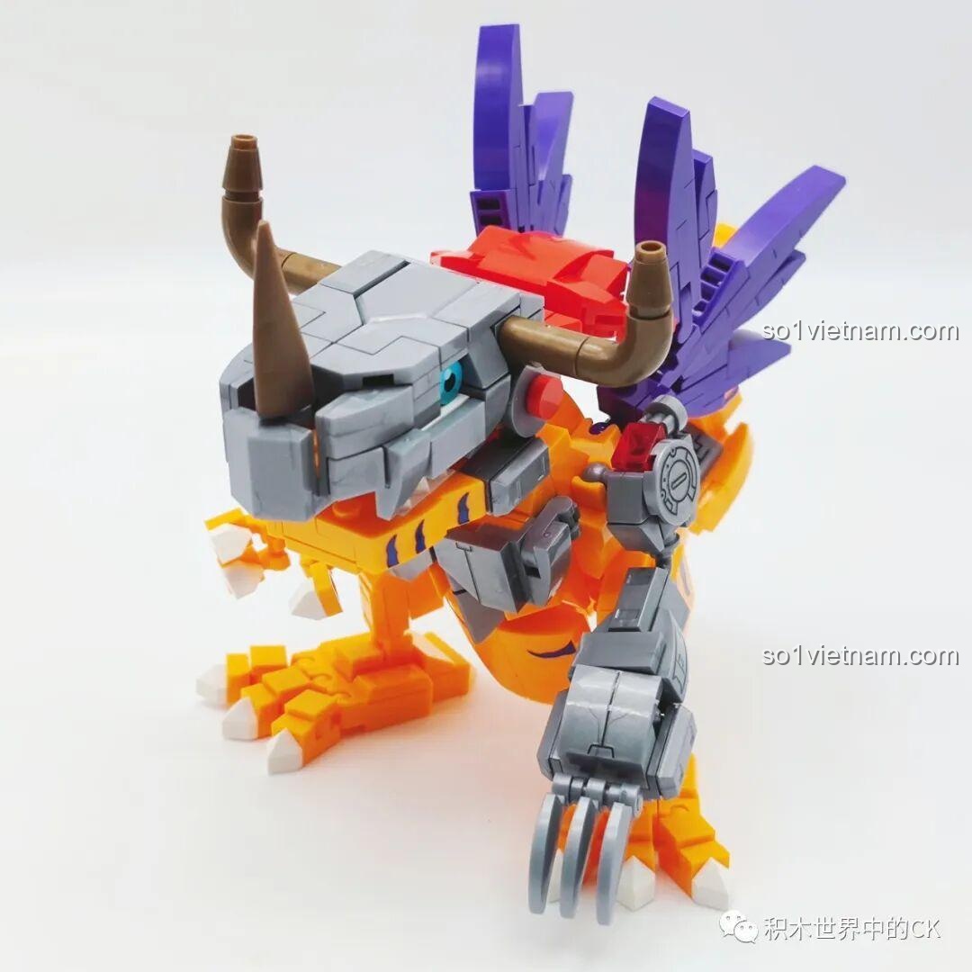 Mô hình Máy Khủng Long (Greymon) Digimon hoàn thiện SEMBO BLOCK 609319 nhìn từ bên