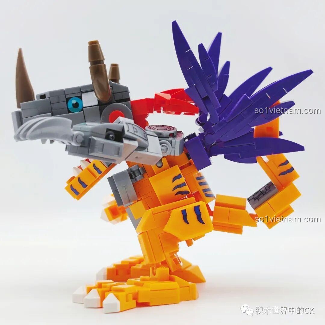 Chi tiết cánh Máy Khủng Long (Greymon) Digimon hoàn thiện SEMBO BLOCK 609319