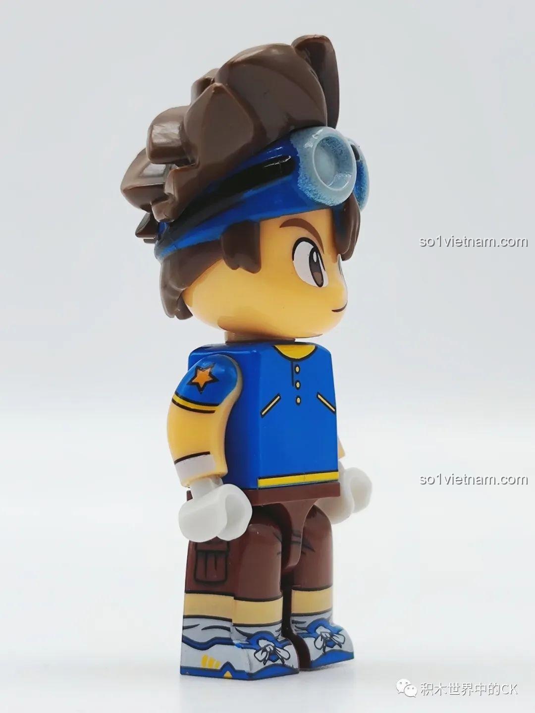 Minifigure Tai Kamiya bộ lắp ghép SEMBO BLOCK 609319 Máy Khủng Long (Greymon) Digimon nhìn từ bên