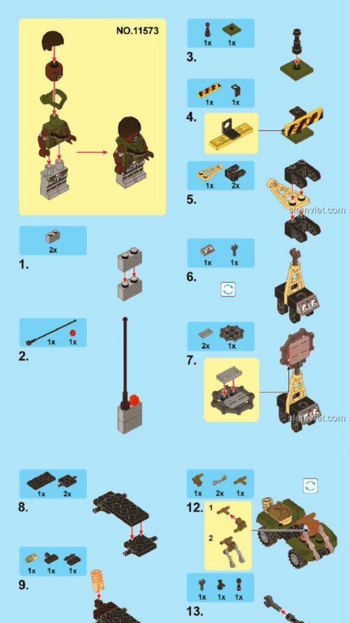 Xe mô tô quân sự SEMBO Block 11580 hướng dẫn lắp ráp SEMBO Block 80 Mô tô dã chiến