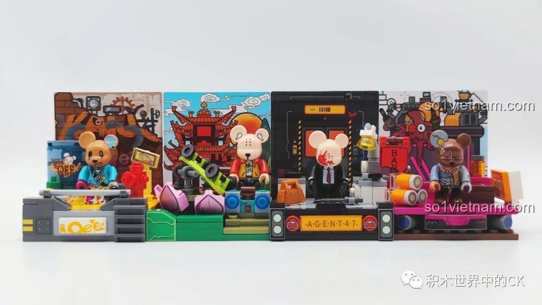 Cận cảnh bối cảnh Punk Bear (612009) SEMBO Qee Series