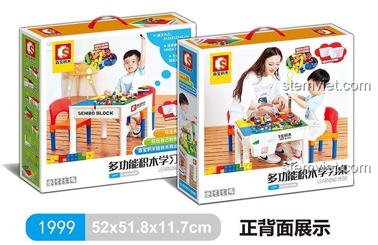 Thiết kế an toàn, ổn định của bộ bàn ghế trẻ em SEMBO S1999, chịu tải tốt, bo tròn góc cạnh.