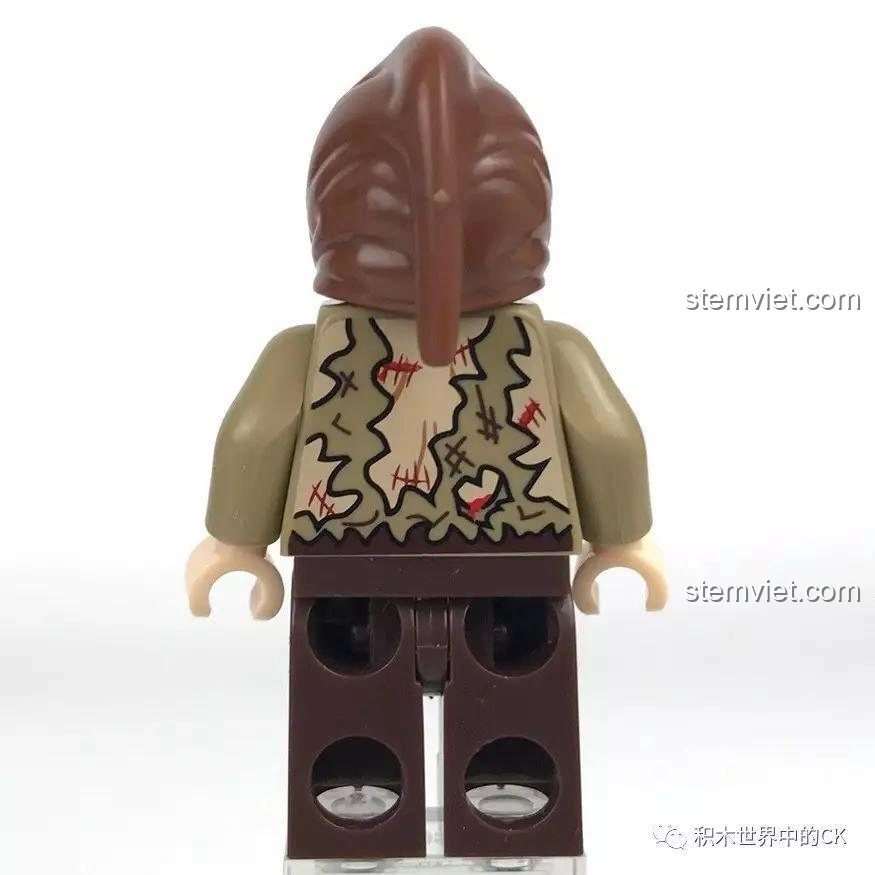 Mặt sau của minifigure Dân làng trong bộ lắp ráp SEMBO SD3351 Lâu Đài U Minh - Bàn Thờ Tế Lễ, cho thấy các chi tiết in ấn tiếp nối từ mặt trước.
