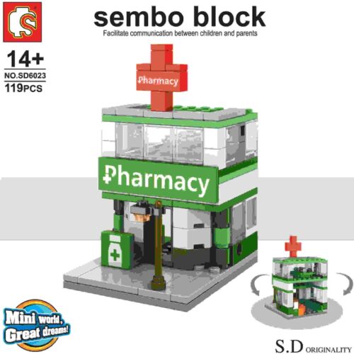 Mô hình Tiệm Thuốc Tây Mini Sembo SD6023 sách Sembo 023 Tiệm Thuốc Tây Mini